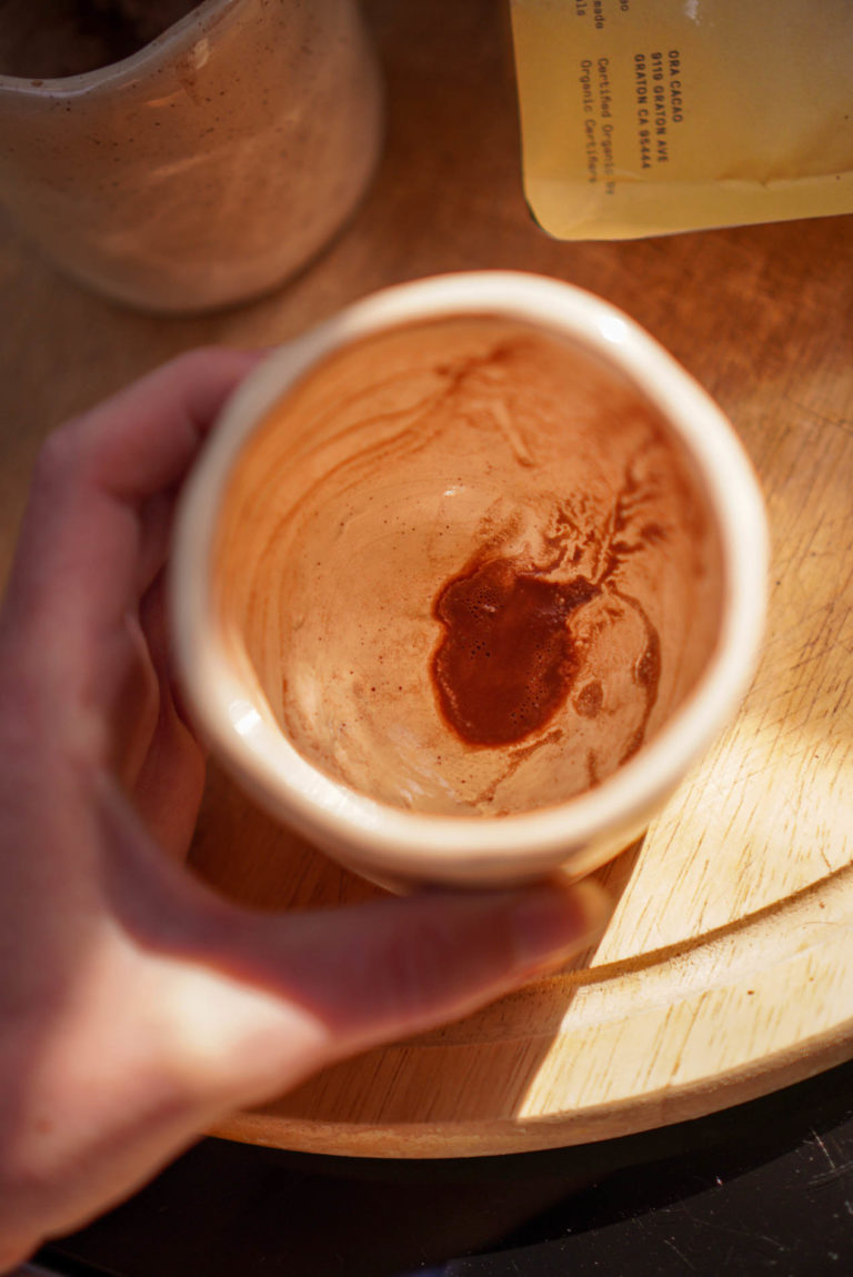 End of a ceremonial cacao drink