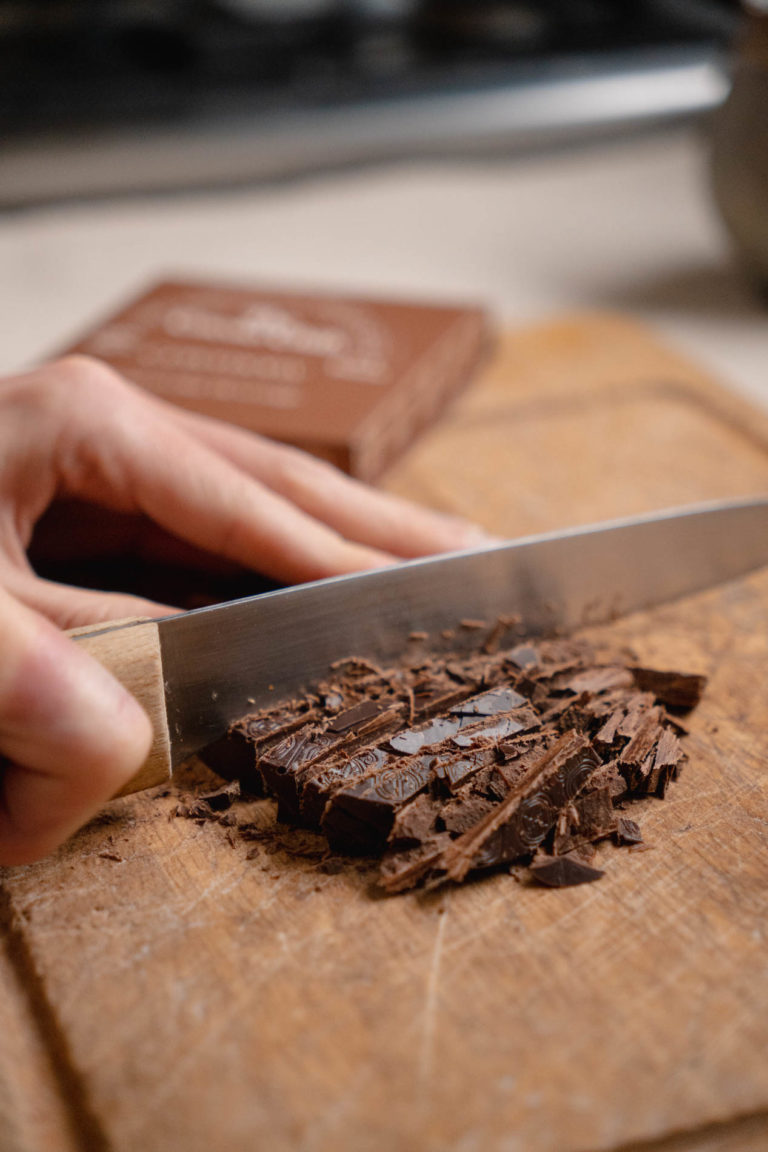 Chopping a 'Ceremony' cacao disc